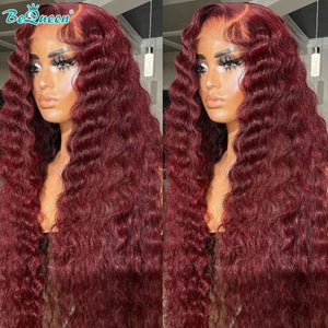 BEQUEEN 99J Deep Wave 13X4 Lace Frontal Wig Human Hair Wig BeQueenWig