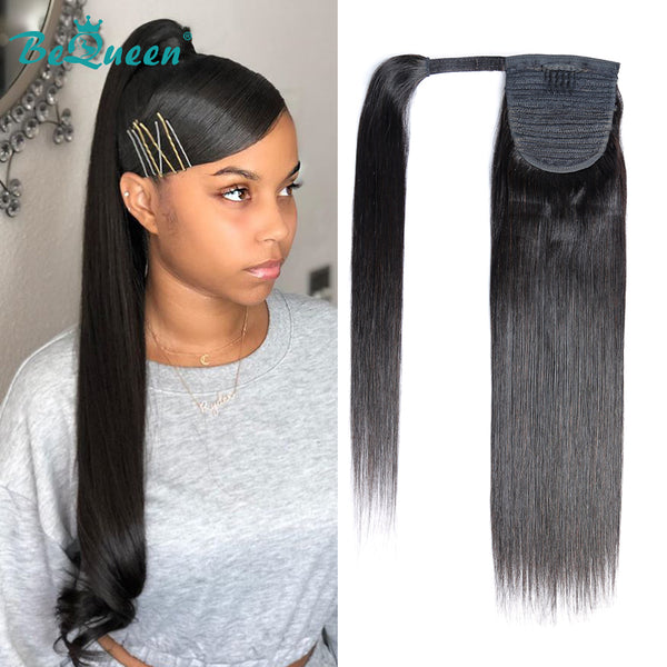 BEQUEEN Straight Clip In Ponytail Human Hair Extensions Bequeen Office Store