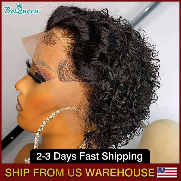 BEQUEEN Curly T PART WIG Pixie Cut Short Cut Wig 100% Human Hair BeQueenWig