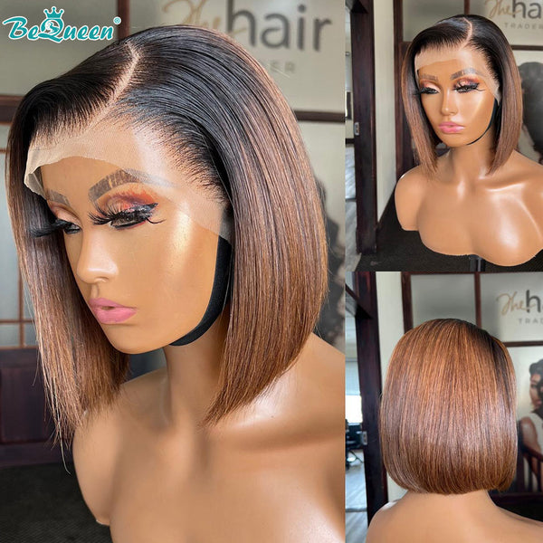 BEQUEEN 13x4 Lace Front Wig Straight 1B/Brown Bob Wig BeQueenWig