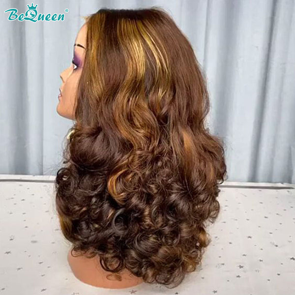 BEQUEEN 4#MIX27 Egg Roll 13X4 Lace Frontal Wig Human Hair Wig BeQueenWig