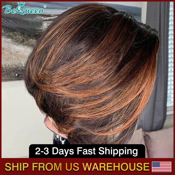 BEQUEEN 4x4 Lace Closure Wig Straight 1bMIX30 Bob Wig BeQueenWig