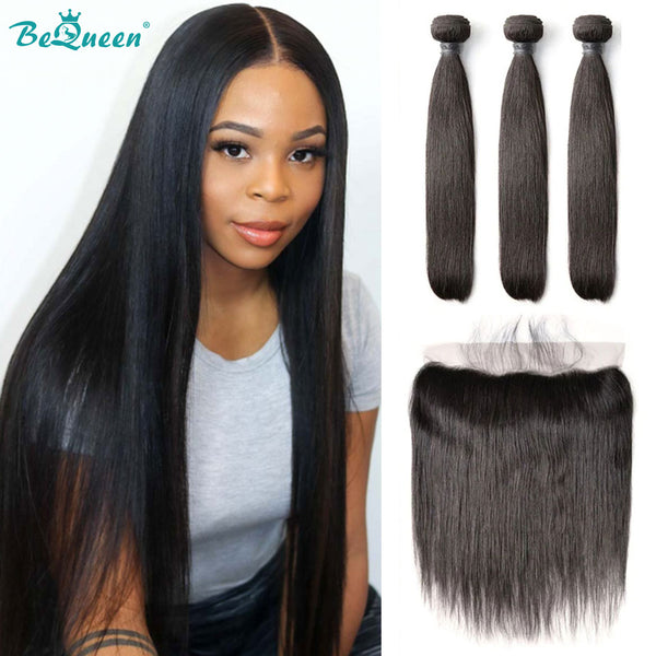 BEQUEEN Straight Weave 3 Bundles With HD 13X6 Lace Frontal BeQueenWig