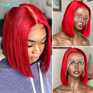 BEQUEEN 13x4 Lace Front Wig Straight Red Bob Wig BeQueenWig