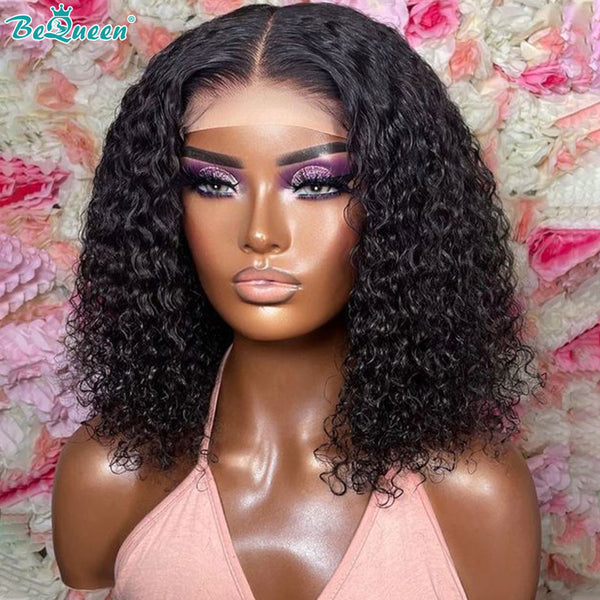 BEQUEEN 5x5 Curly Wave Short Bob Lace Closure Wigs 100% Human Hair Wigs BeQueenWig