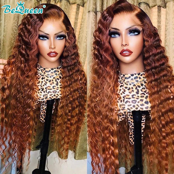BEQUEEN Pre-Plucked 4#30 Deep Wave T Part Lace Wig 100% Human Hair Wig BeQueenWig