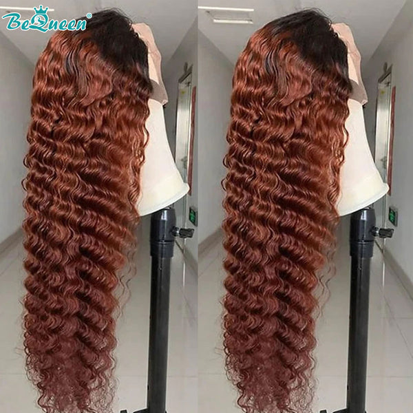 BEQUEEN 1B30 Deep Wave 13X4 Lace Frontal Wig Human Hair Wig BeQueenWig