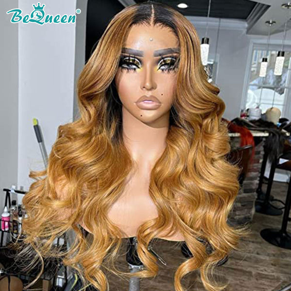 BEQUEEN 1BT27 Body Wave 13X4 Lace Frontal Wig Human Hair Wig BeQueenWig
