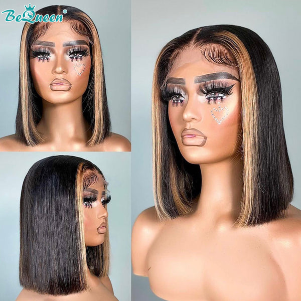 BEQUEEN 4x4 Lace Closure Wig Straight 1BHighlights27 Bob Wig BeQueenWig