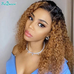 BEQUEEN T Part 1B27 Curly Wave Bob Wig 100% Human Hair BeQueenWig