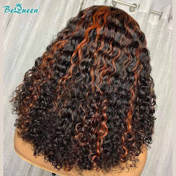 BEQUEEN 4x4/13x4 Highlighted red Curly Wave Short Bob Lace Closure Wigs BeQueenWig
