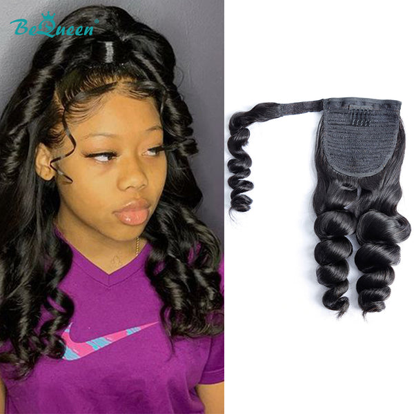 BEQUEEN Loose Wave Clip In Ponytail Human Hair Extensions Bequeen Office Store