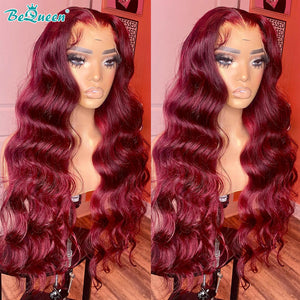 BEQUEEN 99J Body Wave 13X4 Lace Frontal Wig Human Hair Wig BeQueenWig