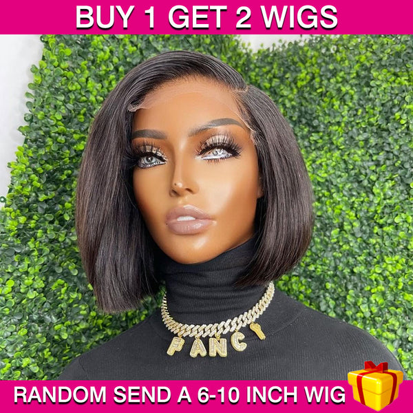BEQUEEN Buy 1 Get 2 Wig - First Wig: 4x4 Straight Bob (Second Wig: 6-10 Inch Wig Randomly Sent) BeQueenWig