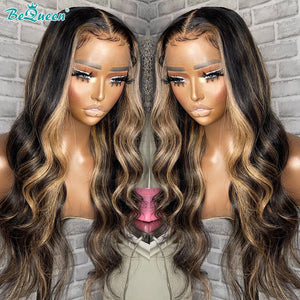 BEQUEEN 1B/T27 Body Wave 4x4 Lace Closure Wig 100% Human Hair Wig BeQueenWig