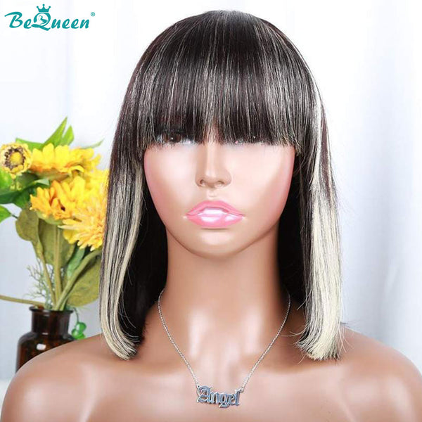 BEQUEEN Machine Made 1BMIX613 Straight Short Cut Wig Pixie Cut 100% Human Hair BeQueenWig