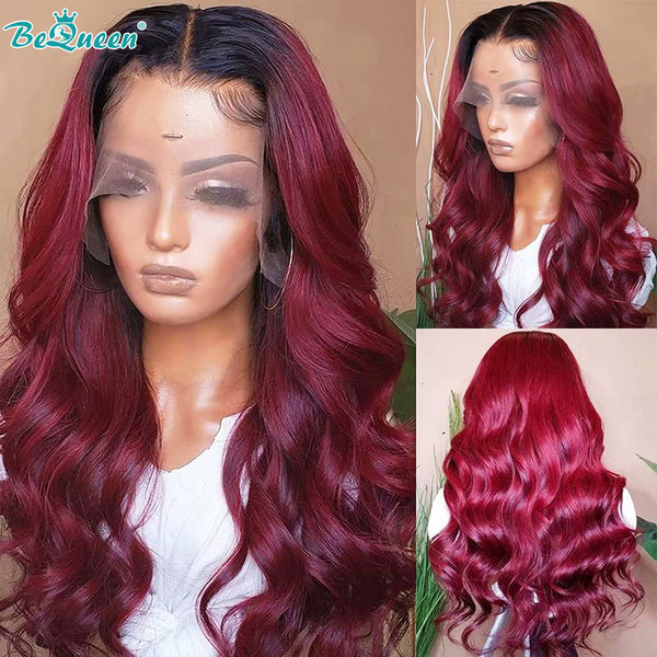 BEQUEEN 1B99J Body Wave 13X4 Lace Frontal Wig Human Hair Wig BeQueenWig