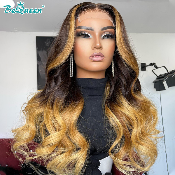 BEQUEEN 1B4MIX27 Body Wave 5x5 Lace Closure Wig 100% Human Hair Wig BeQueenWig