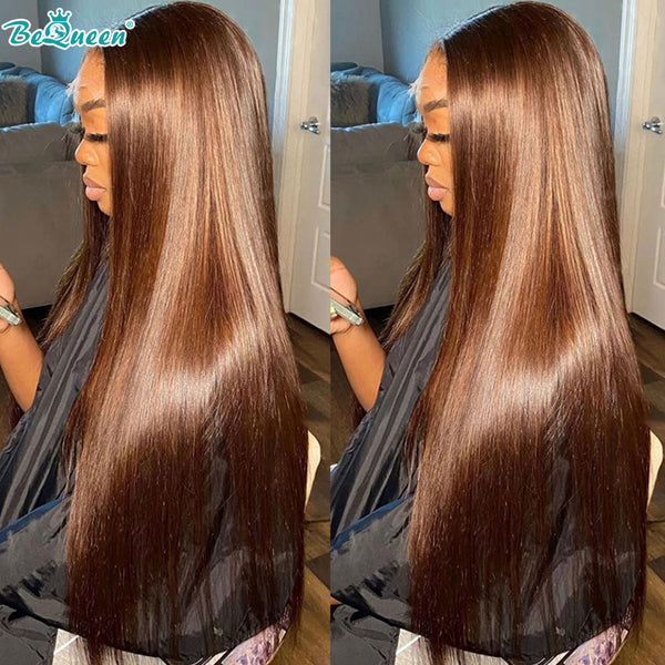 BEQUEEN Pre-Plucked 4# Straight 13X6X1 Lace Wig 100% Human Hair Wig BeQueenWig