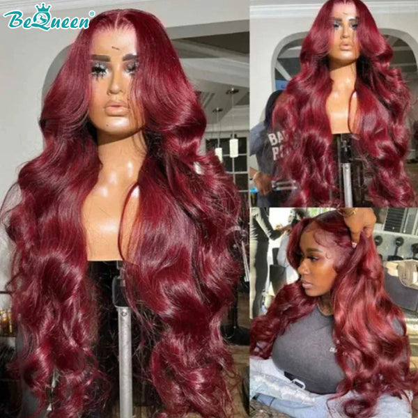 BEQUEEN Pre-Plucked  Body Wave 99J 13X6X1 Lace Wig 100% Human Hair Wig BeQueenWig