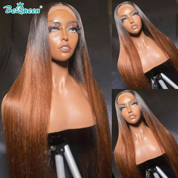 BEQUEEN 1B/30 Straight 13X4 Lace Frontal Wig Human Hair Wig BeQueenWig
