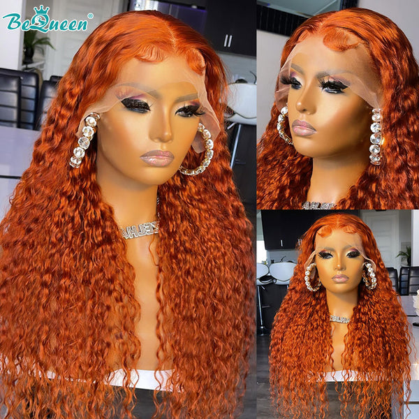 BEQUEEN Ginger Curly Wave 13X4 Lace Frontal Wig Human Hair Wig BeQueenWig