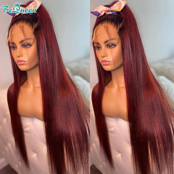 BEQUEEN 1B99J Straight 13X4 Lace Frontal Wig Human Hair Wig BeQueenWig