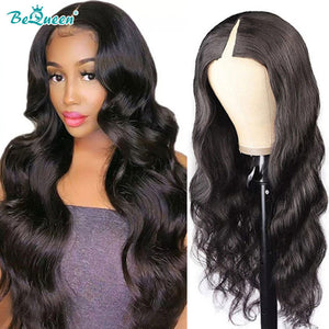 BeQueen Body Wave V-Part Human Hair Wig No Leave Out Glueless BeQueenWig