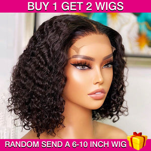 BEQUEEN Buy 1 Get 2 Wig - First Wig: 4x4 Curly Wave Bob (Second Wig: 6-10 Inch Wig Randomly Sent) BeQueenWig