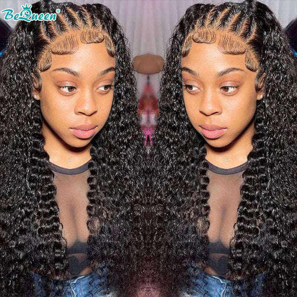 BEQUEEN Undetectable HD Curly Wave 13x4 Lace Frontal Wig 100% Human Hair Wig BeQueenWig