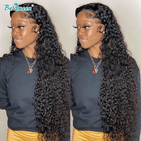 BEQUEEN 12A Long 4x4 Deep Wave length 34-40 Lace Closure Human Hair Wig BeQueenWig