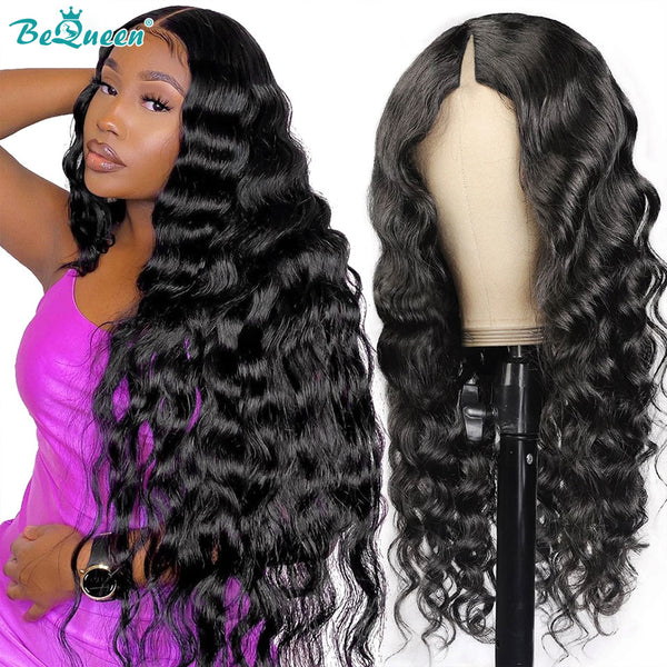 BeQueen Deep Wave V-Part Human Hair Wig No Leave Out Glueless BeQueenWig