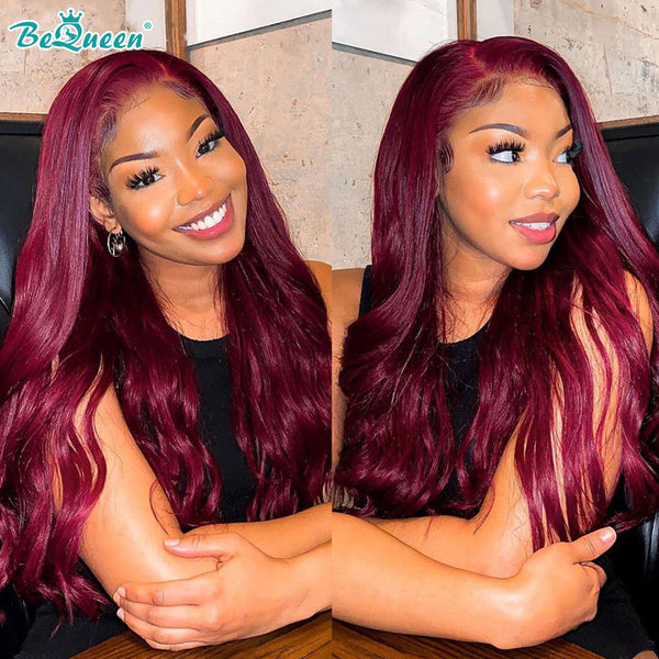 BEQUEEN 99J Straight 13X4 Lace Frontal Wig Human Hair Wig BeQueenWig