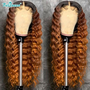 BEQUEEN 1B/30 Natural Wave 13X4 Lace Frontal Wig Human Hair Wig BeQueenWig