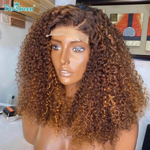 BEQUEEN 4x4 Lace Closure Wig 4MIX27 Curly Wave Bob Wig BeQueenWig