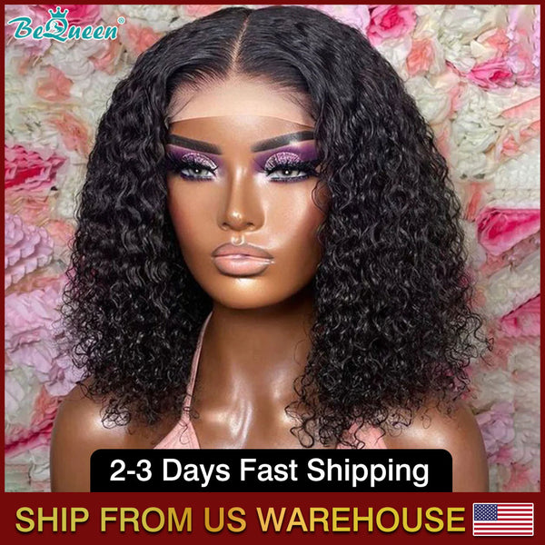 BEQUEEN 5x5 Curly Wave Short Bob Lace Closure Wigs 100% Human Hair Wigs BeQueenWig
