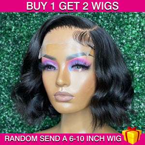 BEQUEEN Buy 1 Get 2 Wig - First Wig: 4x4 Body Wave Bob (Second Wig: 6-10 Inch Wig Randomly Sent) BeQueenWig
