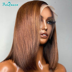 BEQUEEN T Part 1B Brown Short Cut Wig 100% Human Hair BeQueenWig