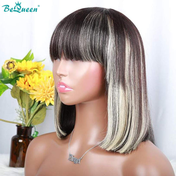 BEQUEEN Machine Made 1BMIX613 Straight Short Cut Wig Pixie Cut 100% Human Hair BeQueenWig