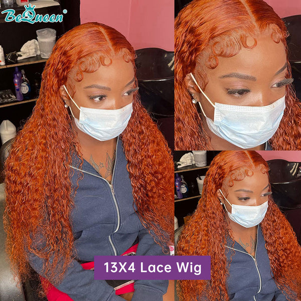 BEQUEEN Ginger Curly Wave 13X4 Lace Frontal Wig Human Hair Wig BeQueenWig
