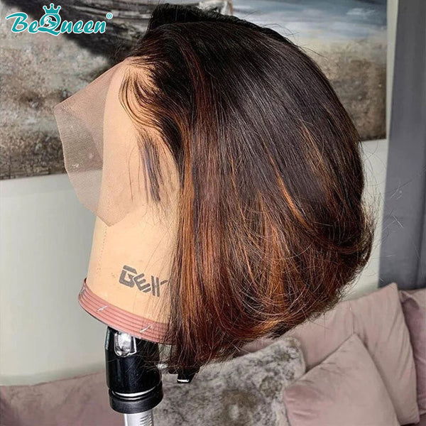 BEQUEEN 13x4 Lace Front Wig Straight 1bMIX30 Bob Wig BeQueenWig