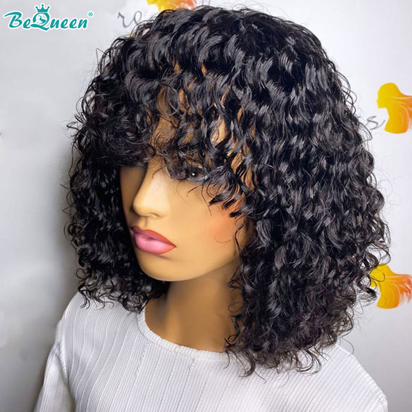 BEQUEEN Machine Made Curly Wave Short Cut Wig Pixie Cut 100% Human Hair BeQueenWig