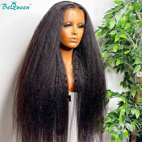 BEQUEEN Kinky Straight 13X4 Lace Frontal Wig Human Hair Wig BeQueenWig