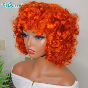 BEQUEEN Egg Roll 100% Virgin Human Hair Machine Made Wig With Bangs BeQueenWig