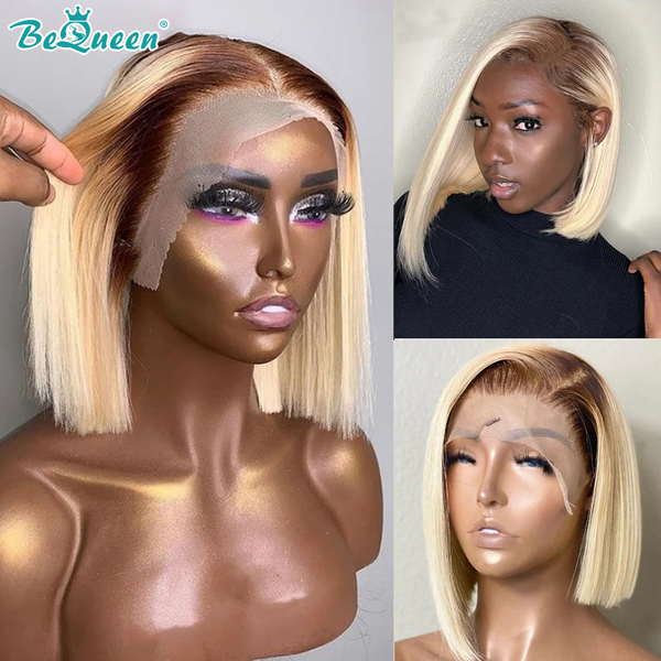 BEQUEEN 13x4 Lace Front Wig Straight T4/613 Bob Wig BeQueenWig