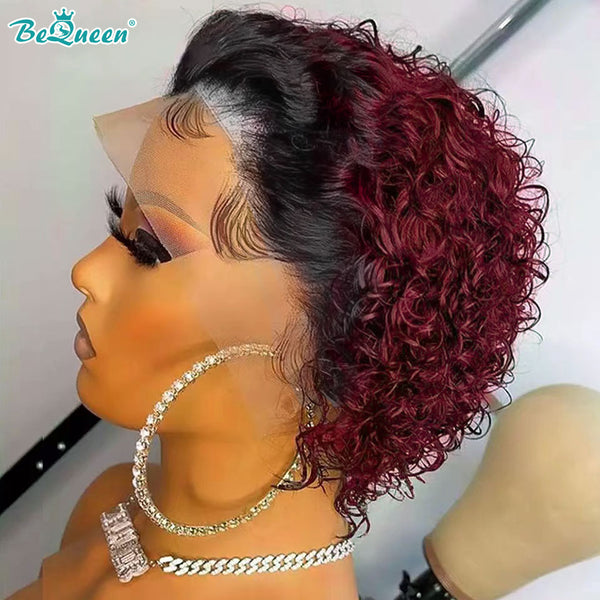 BEQUEEN Curly T PART WIG Pixie Cut Short Cut Wig 100% Human Hair BeQueenWig
