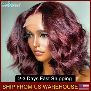 BEQUEEN 13x4 Lace Front Grape Purple Natural Wave Bob Wig BeQueenWig