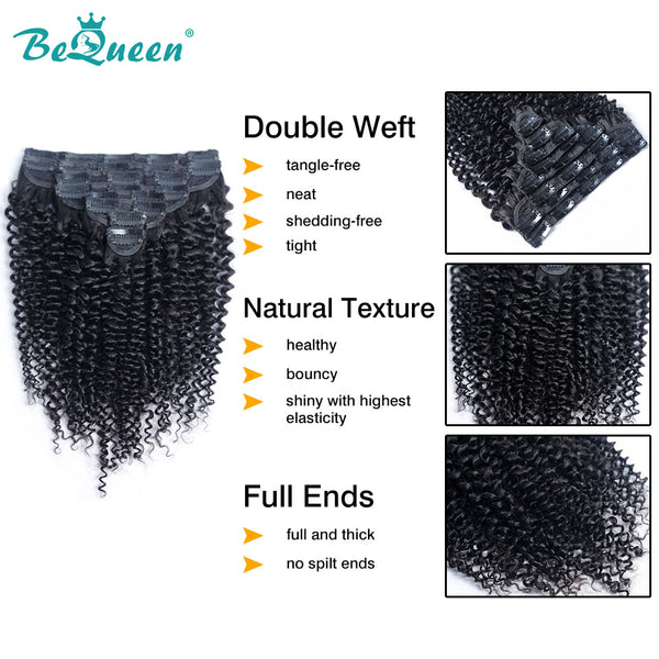 BEQUEEN Kinky Curly Clip Ins Hair Extensions 120g/Set BeQueenWig