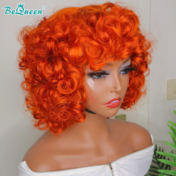 BEQUEEN Egg Roll 100% Virgin Human Hair Machine Made Wig With Bangs BeQueenWig