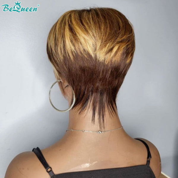 BEQUEEN F4/27# Machine Made Short Cut Wig Pixie Cut 100% Human Hair BeQueenWig